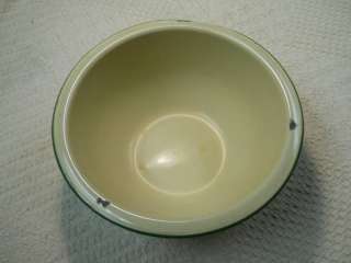 Excellent 1950s Yellow and Green Enamelware Bowl   