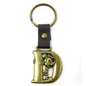 Disney Mickey Mouse Brass Initial Key Ring Letter D  