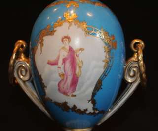 Pair Dresden Porcelain Crown Vases Urns China  