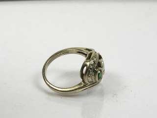   33ctw Natural Round Cut Emerald & Diamond 14k White Gold Ring 3.7g