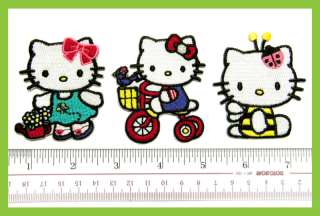3pc Hello Kitty Embroidery Iron on Patch Bee Cycling  