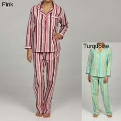 Leisureland Womens Striped Pajamas Set  
