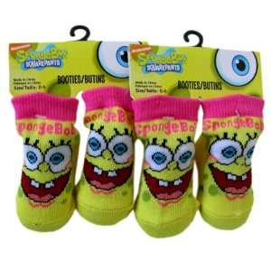  Spongebob Booties (2 Pairs) Spongebob Baby Girl Socks 