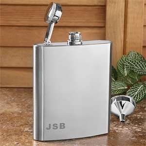  Personalized Silver Pocket Flask With Embossed Monogram 
