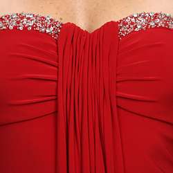 JS Boutique Womens Red Strapless Jersey Dress  