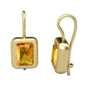  Dream Earrings, Emerald Cut Citrine 14K Yellow Gold 
