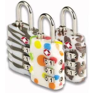  Belle Hop Zebra TSA Indicator 3 Dial Combo Locks (Set of 2 