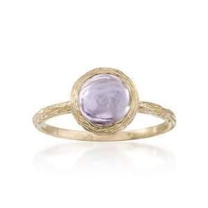  1.40 Carat Cabochon Solitaire Amethyst Ring In 14kt Yellow 