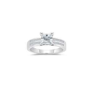  0.48 Cts Diamond & 1.04 Cts White Sapphire Engagement Ring 