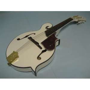   Professional Hand Curved F Style Mandolin, White Musical Instruments