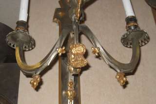 Pair of Antique Steel and Brass Gothic Style Sconces  