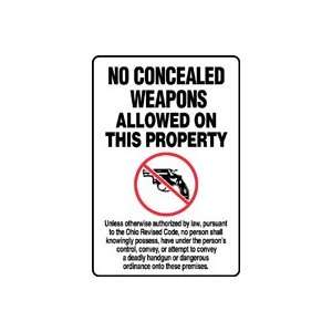  OHIO CONCEALED CARRY LAW   NO CONCEALED WEAPONS ALLOWED ON 