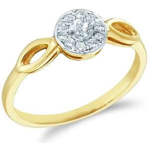  Size   13   10k Yellow Gold Solitaire Halo Style with Side 