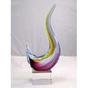   Design Glass Art Zanfirico Swan Sculpture Patio, Lawn & Garden