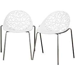 Camelia White Plastic Filigree Dining Chair (Set of 2)  