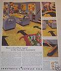 1954 ARMSTRONG ASPHALT TILEBASEMENT HOUSEWARES AD ART