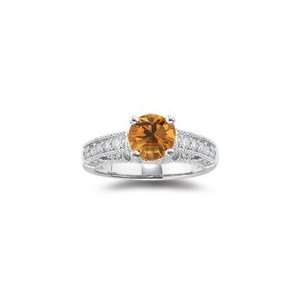  0.57 Ct Diamond & 1.30 Cts Citrine Filigree Ring in 14K 