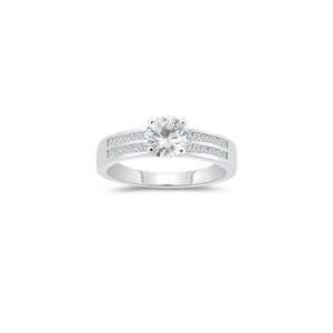  0.48 Cts Diamond & 1.14 Cts White Topaz Engagement Ring in 