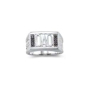  0.12 Ct Black Diamond Dad Ring in Silver 7.5 Jewelry
