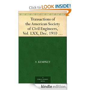 Transactions of the American Society of Civil Engineers, Vol. LXX, Dec 