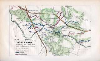 Virginia 1866 Civil War Map North Anna Hanover Junction  
