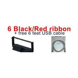  6 pack of Compatible BLACK/Red POS ink Ribbon Cartridge to 