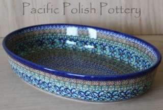 Polish Pottery CA Unikat 151 Signature XL Oval Baker Stoneware Baking 