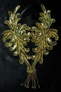   Sequin Bead Applique Gold Belly Dance/Dancewear/Tutu Dress  