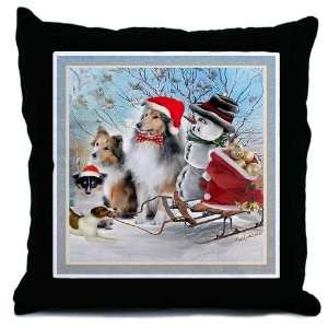  Sheltie Xmas With Jack Russel Holiday Throw Pillow by 
