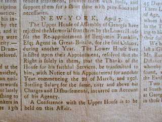 1774 newspaper WM GODDARD proposes 1st AMERICAN POSTAL SYSTEM + Boston 