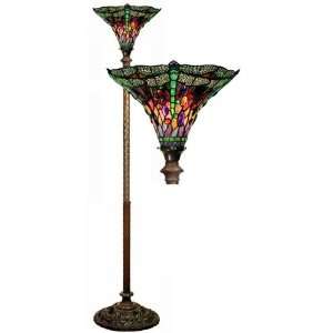  BLAZING Dragonfly tiffany styled Torchiere lamp FREE 