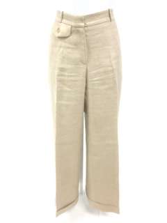 OSCAR DE LA RENTA Gold Metallic Knit Trousers Pants 4  