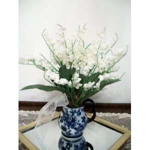    Lily of the Valley in small Blue and White Pitcher