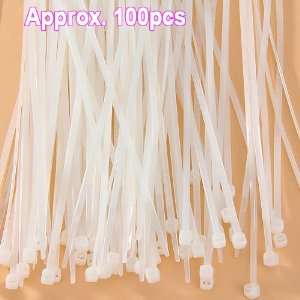   100pcs White Plastic Cable Wire Zip Ties 11.6 Inch