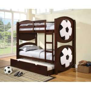  Kids Sports Twin Size Soccer Bunk Bed With Guard Rails And 
