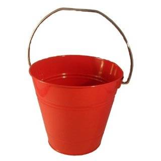   Farm Fresh Red Metal Decorative Buckets with Handles