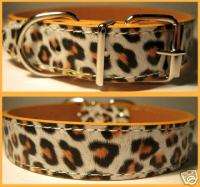 HOT Pet Dog Collar Tiger Print Leather M 13 17  