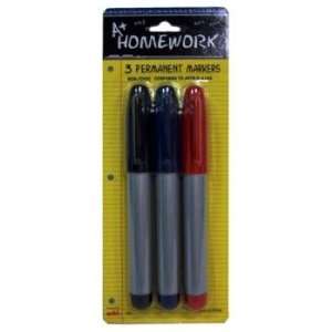   Markers   3 pack   Red,Black,Blue Case Pack 48 