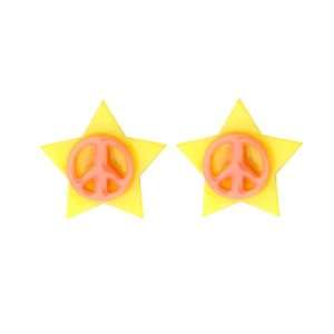 Plastic Fashion Earrings ER STAR YL PEACE Yellow Star Orange Peace 