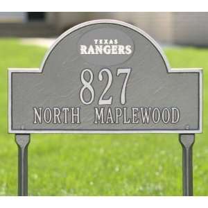 Texas Rangers Pewter and Silver Personalized Address Lawn Plaque 