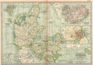 DENMARK and ICELAND Old Antique Map.1897  