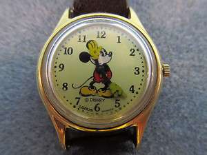 Rare Ladys Disney Mickey Mouse Watch Gold Face No Second Hand  