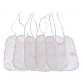 Baby Unisex Plain Tie On Bibs (Pack Of 5) (Suitable from birth) (White 