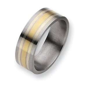  14k Gold and Sterling Silver Inlay 8mm Satin Band TB96 10 Jewelry