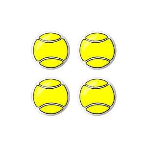 Tennis Ball   3D Domed Set of 4 Stickers Badges Wheel 