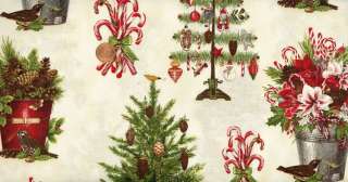 HOLLY JOLLY CHRISTMAS CANDY CANES & TREES FABRIC  