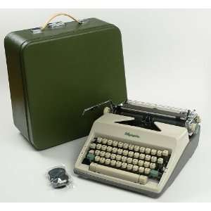  1964 Cream Olympia SM9 Typewriter with Olive Green Case 