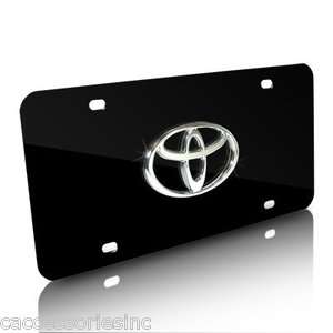 Toyota 3D Logo Black License Plate  