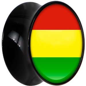  18mm Black Acrylic Bolivia Flag Saddle Plug Jewelry