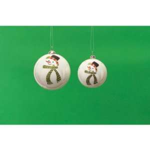   12 Eco Country Snowman Glass Ball Christmas Ornaments 